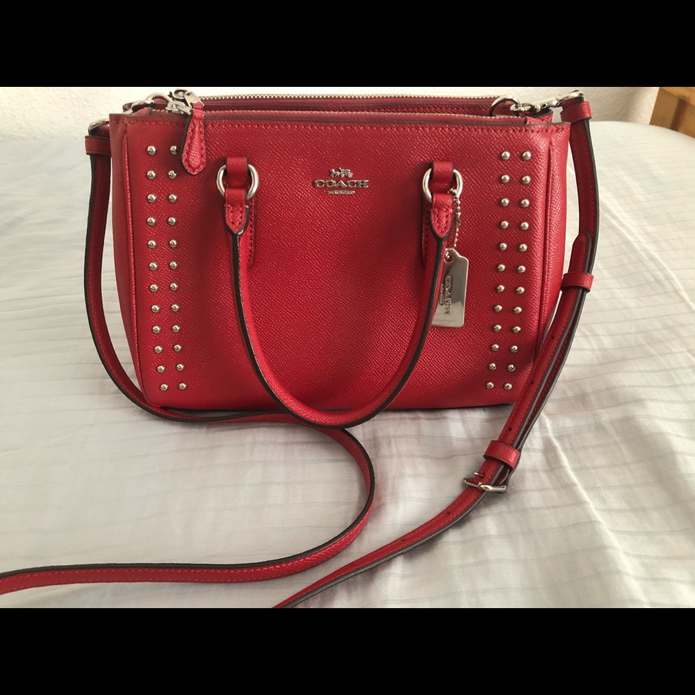 Coach red satchel purse style # 77911 - Picture 1 of 7